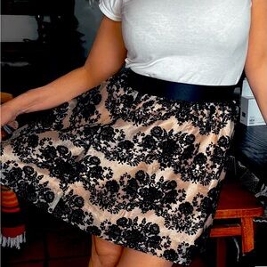 Elegant Black Floral Lace Skirt